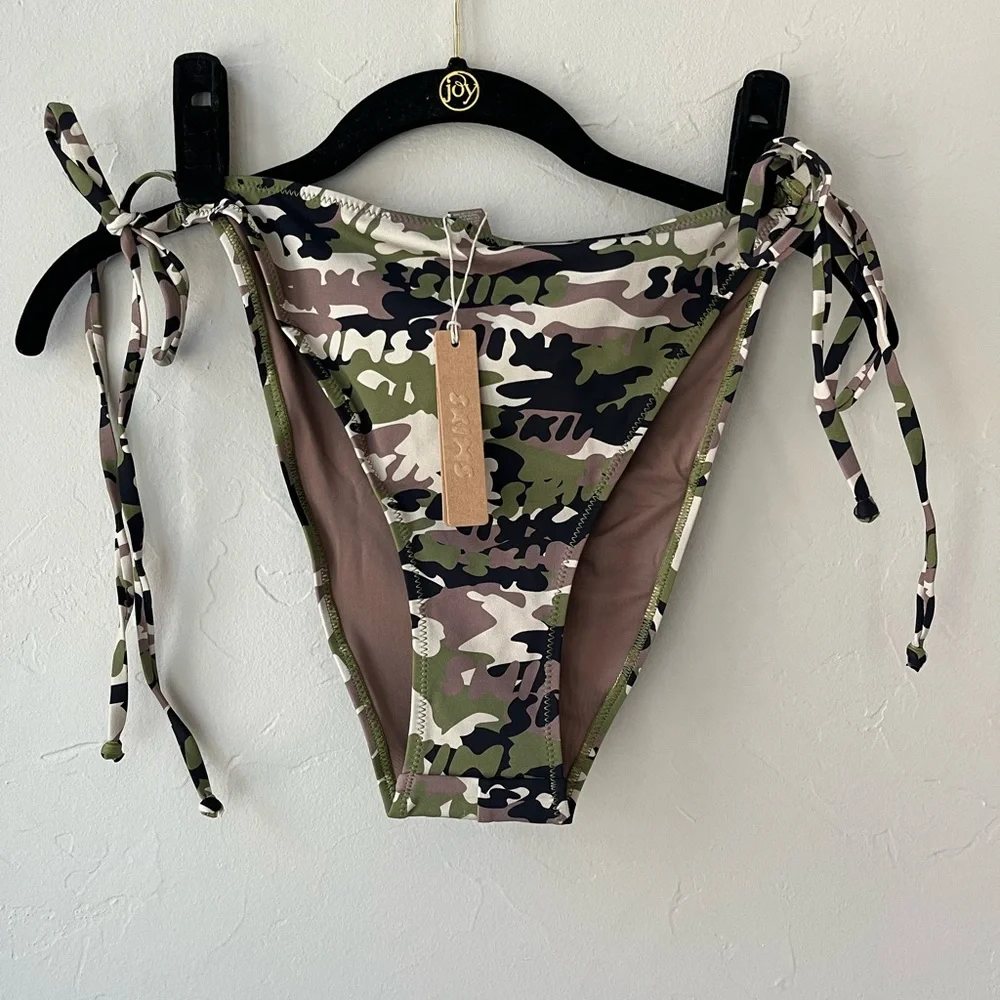 🖤SKIMS SWIM DIPPED TIE BIKINI BOTTOM LOGO CAMO XL 2X